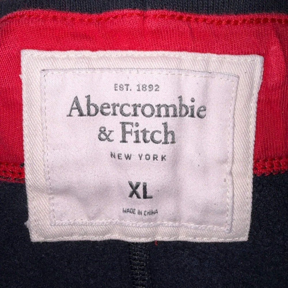 Y2K Abercrombie & Fitch Athletic Sweatpants Mens XL Black Red Logo Slim Joggers
